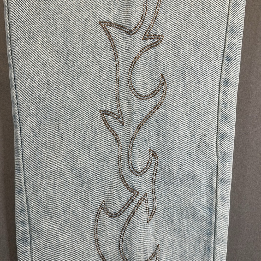 Et Clet Western Embroidered Flame Detail Straight Leg Jeans - Womens Small - Picture 9 of 16